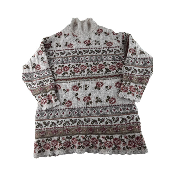 Vintage Servato Womens Rose Wool Blend Mock 3/4 Sleeve Carpet Rug Sweater S - Picture 1 of 7